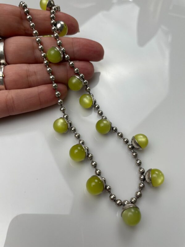 WOW! RETRO 1960S MULTI MOONGLOW BAUBLE CHARM BALL CHAIN NECKLACE