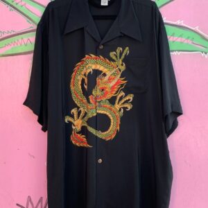 Photo detail:KILLER! 100% SILK FULL FRONT DRAGON PRINT HAWAIIAN SHIRT, COCONUT BUTTONS