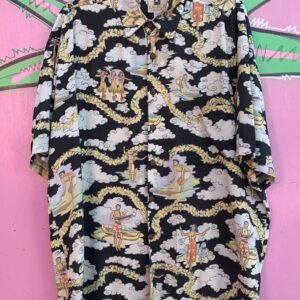 Photo detail:SWEET! 100% RAYON, RETRO CLOUDS & SURF PRINT HAWAIIAN SHIRT, COCONUT BUTTONS