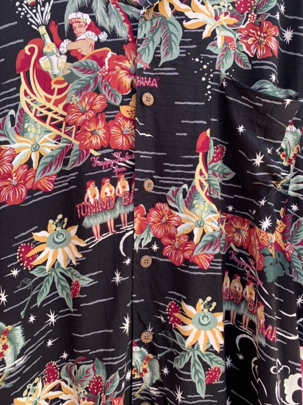 HAPPY HULA-DAYS (HOLIDAYS) SLINKY RAYON HAWAIIAN SHIRT