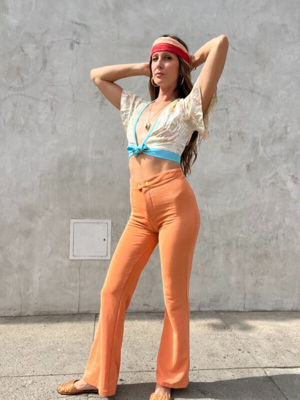 AMAZING! 1990S SLINKY RIBBED STRETCH KICK FLARED PANTS