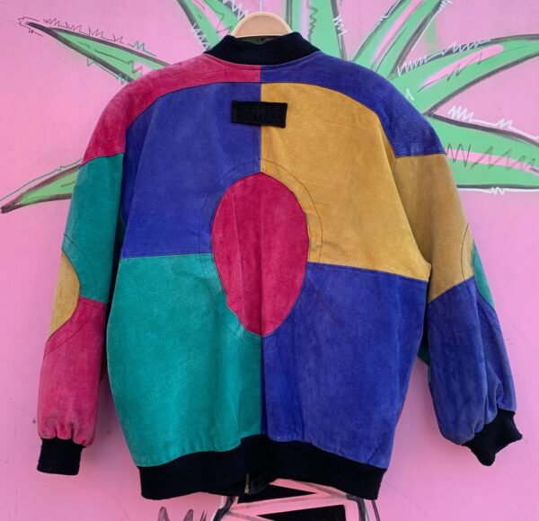 SO COOL! LARGE SUEDE COLORBLOCK ZIP UP JACKET