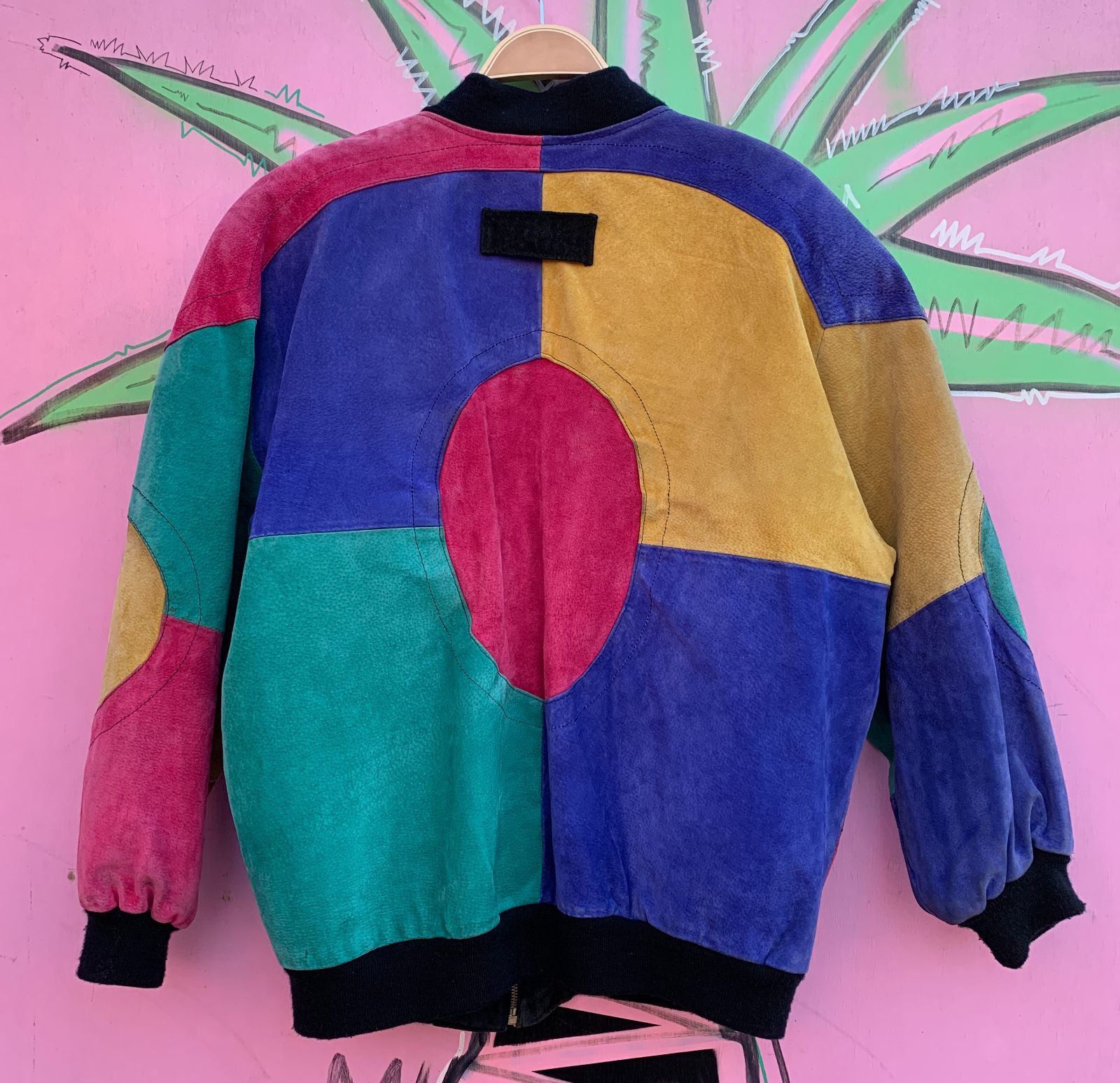 SO COOL! LARGE SUEDE COLORBLOCK ZIP UP JACKET