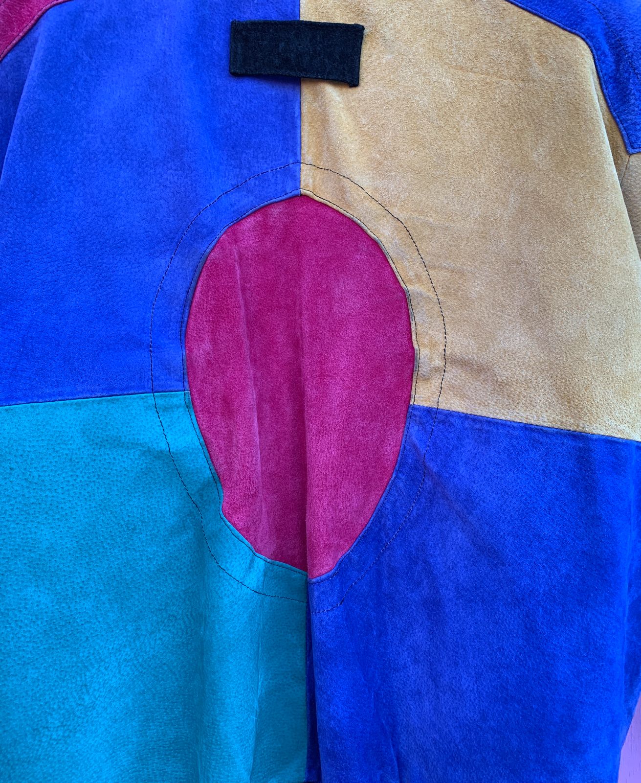 SO COOL! LARGE SUEDE COLORBLOCK ZIP UP JACKET