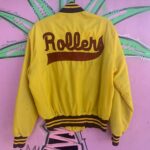 COOL! ROLLERS BOMBERS CHAIN STITCH  EMBROIDERED LOGO NYLON BUTTON UP JACKET