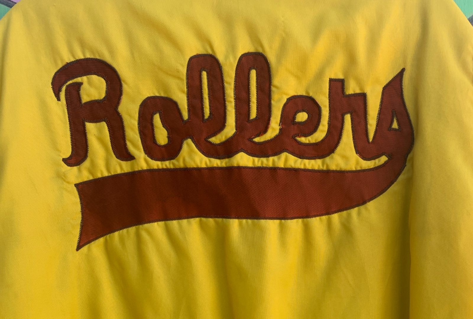 COOL! ROLLERS BOMBERS CHAIN STITCH  EMBROIDERED LOGO NYLON BUTTON UP JACKET