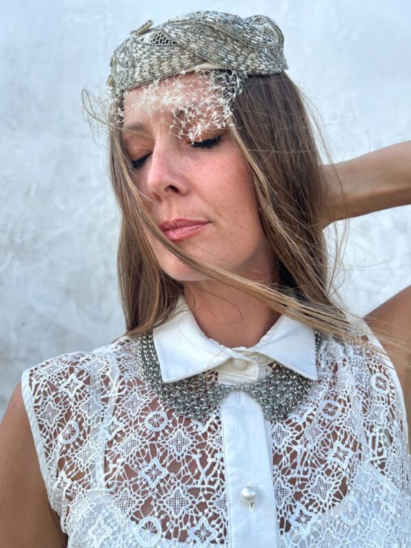 *AS-IS* CUSTOM LV MONOGRAM LACE SLEEVELESS SHIFT DRESS WITH PEARL BUTTONS