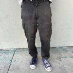 *AS-IS* FADED OVERDYED CAMO COTTON SATEEN MILITRAY ISSUED TROUSERS, CINCHED ANKLE