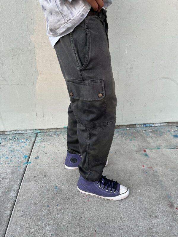 *AS-IS* FADED OVERDYED CAMO COTTON SATEEN MILITRAY ISSUED TROUSERS, CINCHED ANKLE