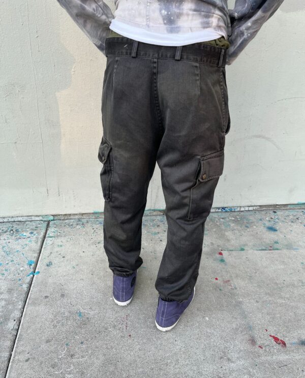 *AS-IS* FADED OVERDYED CAMO COTTON SATEEN MILITRAY ISSUED TROUSERS, CINCHED ANKLE