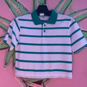 Photo detail:*AS-IS* 1980S DEADSTOCK UPCYCLED & CROPPED! STRIPED POLO SHIRT
