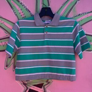 Photo detail:*AS-IS* 1980S DEADSTOCK UPCYCLED & CROPPED! STRIPED POLO SHIRT