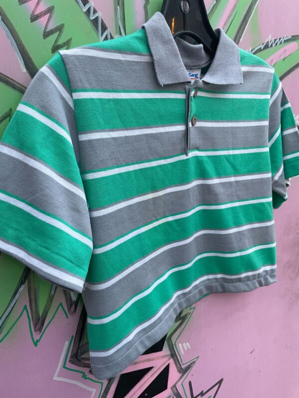 *AS-IS* 1980S DEADSTOCK UPCYCLED & CROPPED! STRIPED POLO SHIRT