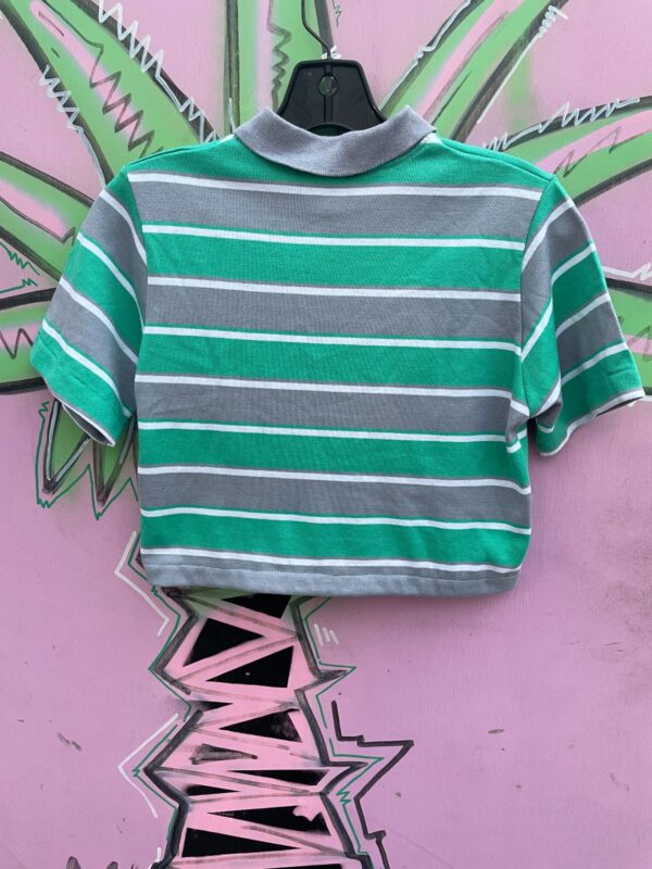 *AS-IS* 1980S DEADSTOCK UPCYCLED & CROPPED! STRIPED POLO SHIRT