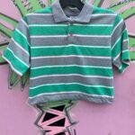 *AS-IS* 1980S DEADSTOCK UPCYCLED & CROPPED! STRIPED POLO SHIRT