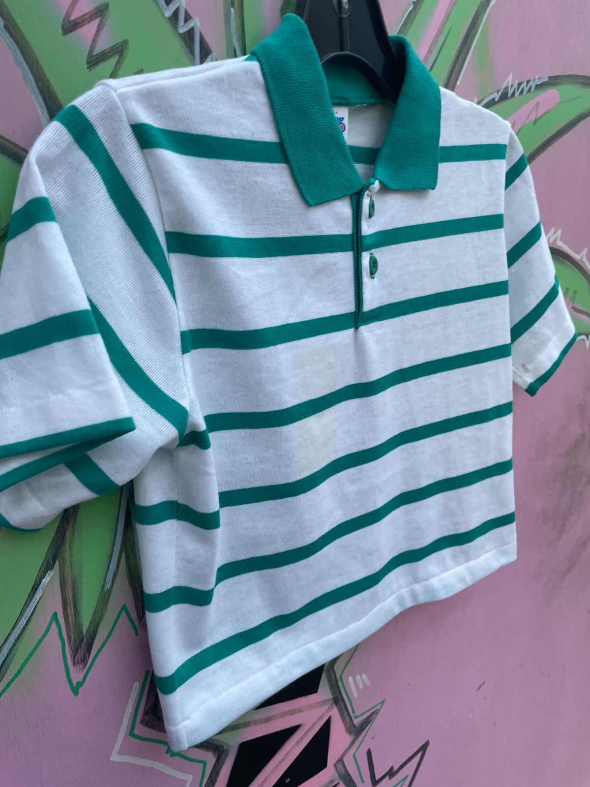 *AS-IS* 1980S DEADSTOCK UPCYCLED & CROPPED! STRIPED POLO SHIRT