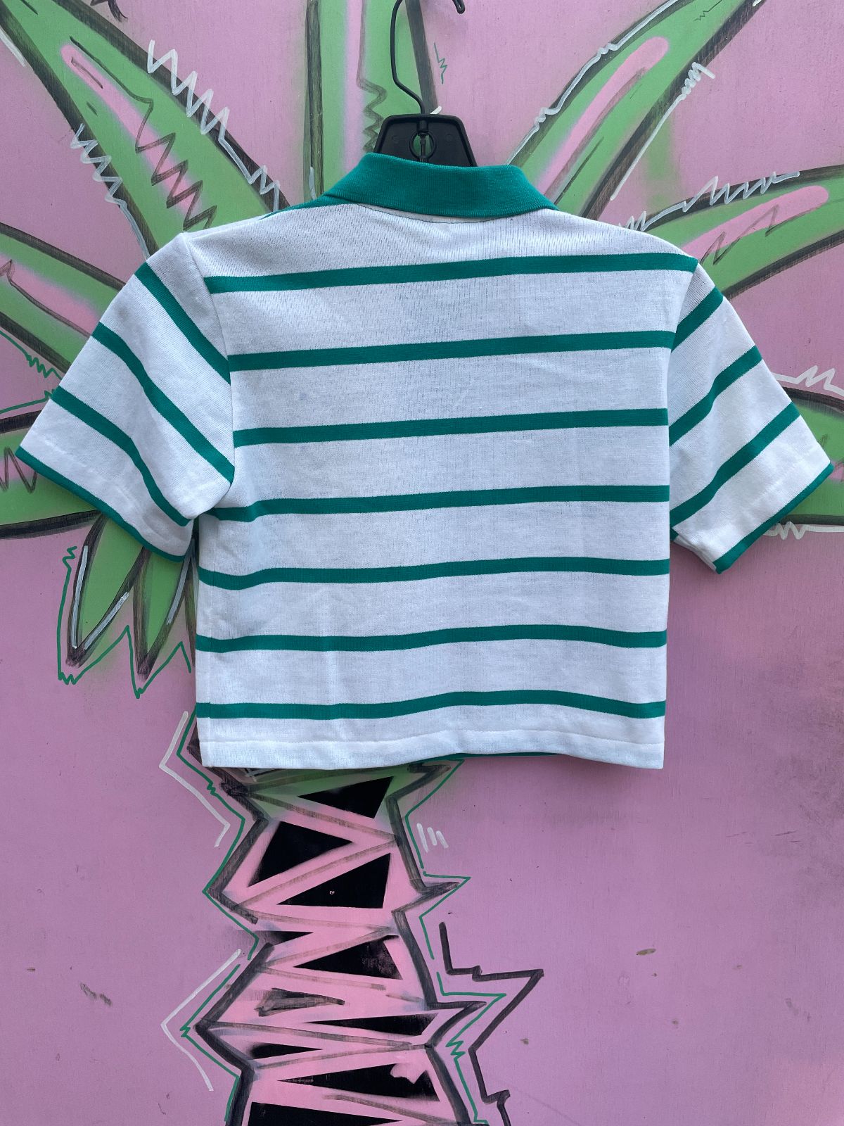 *AS-IS* 1980S DEADSTOCK UPCYCLED & CROPPED! STRIPED POLO SHIRT