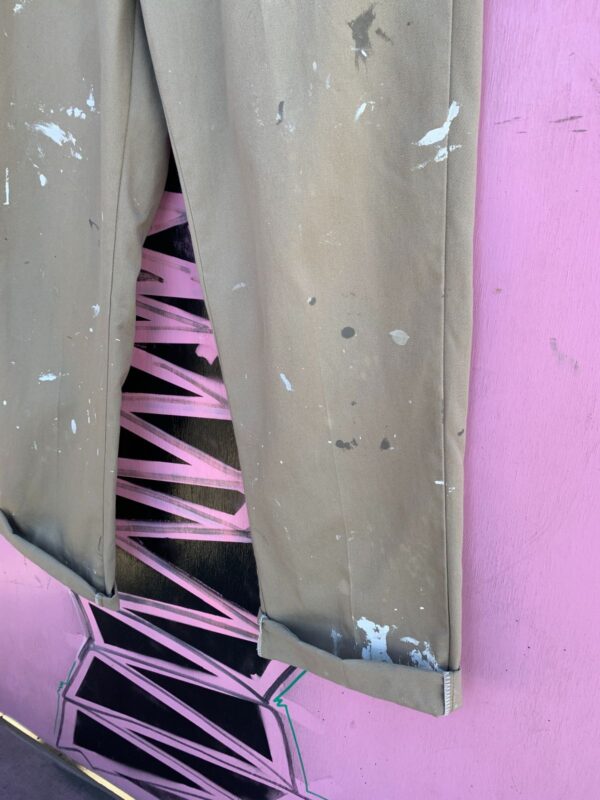 *AS-IS* COOL! CUSTOM NAME PATCHED PAINT SPLATTERED KHAKI DICKIES WORK PANTS