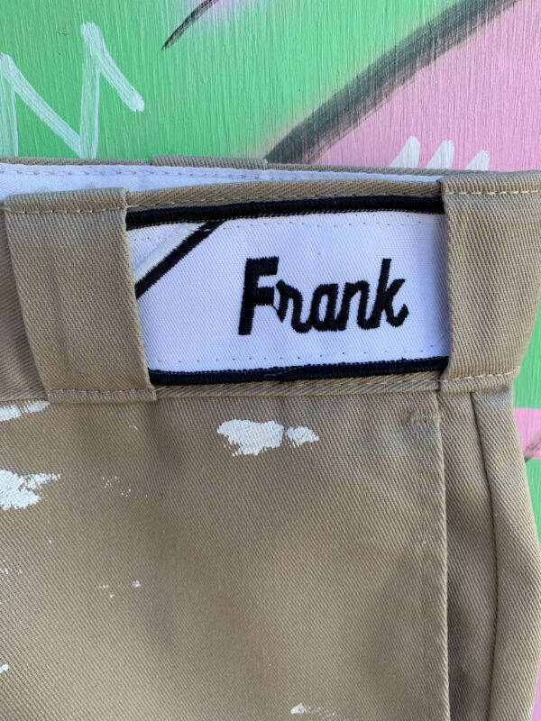 *AS-IS* COOL! CUSTOM NAME PATCHED PAINT SPLATTERED KHAKI DICKIES WORK PANTS