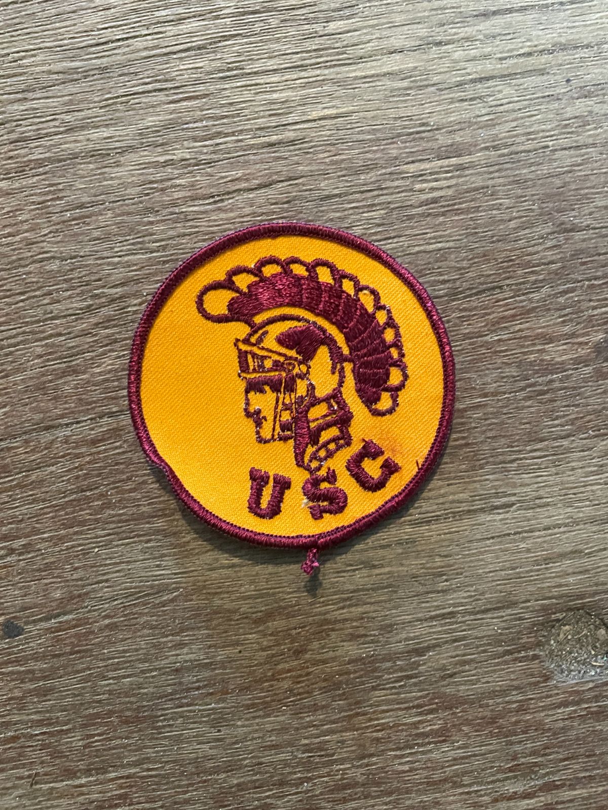 product details: RETRO USC TROJAN EMBROIDERED CIRCULAR PATCH photo