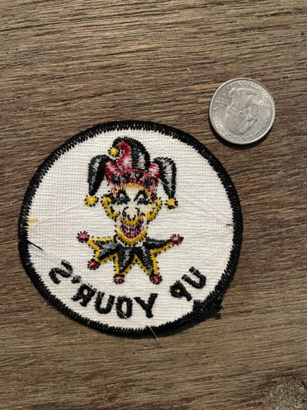RETRO JOKER UP YOURS EMBROIDERED CIRCULAR PATCH