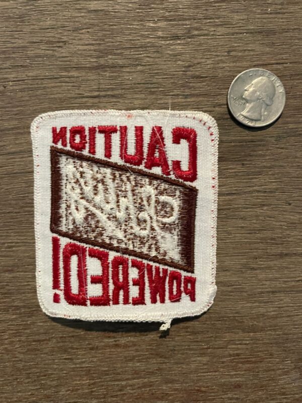 RETRO CAUTION SHLITZ POWERED! EMBROIDERED PATCH