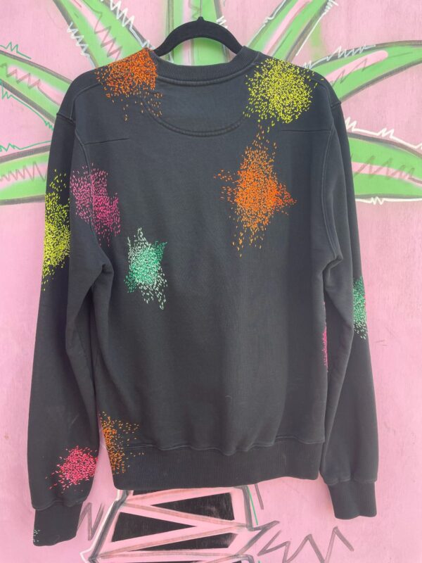 HAND STITCH STYLE BORO EMBROIDERED COLOR BURST PULLOVER CREWNECK COTTON SWEATSHIRT