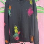 HAND STITCH STYLE BORO EMBROIDERED COLOR BURST PULLOVER CREWNECK COTTON SWEATSHIRT