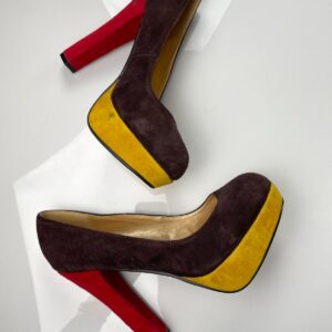 Photo detail:COOL! SUEDE COLORBLOCK PLATFORM HEELS