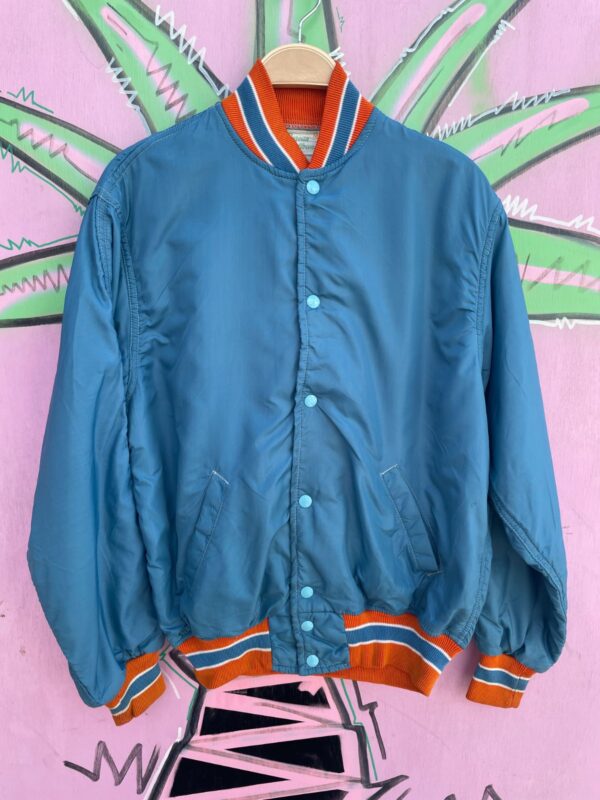 RETRO CATS SATIN BUTTON UP BASEBALL JACKET