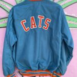 RETRO CATS SATIN BUTTON UP BASEBALL JACKET