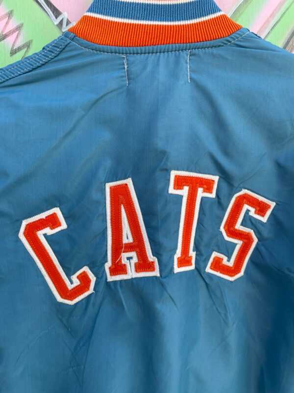 RETRO CATS SATIN BUTTON UP BASEBALL JACKET