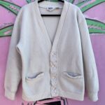 1990S FLEECE CARDIGAN SWEATER, RIBBED COLLAR & CUFFS