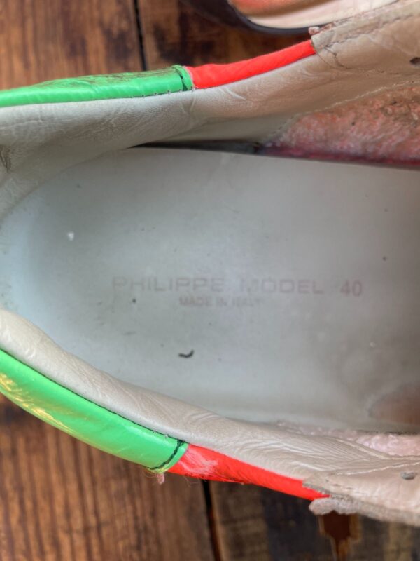 FUNKY GOLD AND PINK PHILIPPE MODEL DAMES SNEAKERS W/ PONY HAIR LEOPARD ACCENT