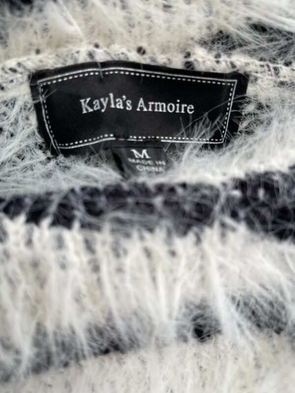 FUN! OVERSIZED COWL NECK SUPER FUZZY ZEBRA STRIPED SWEATER