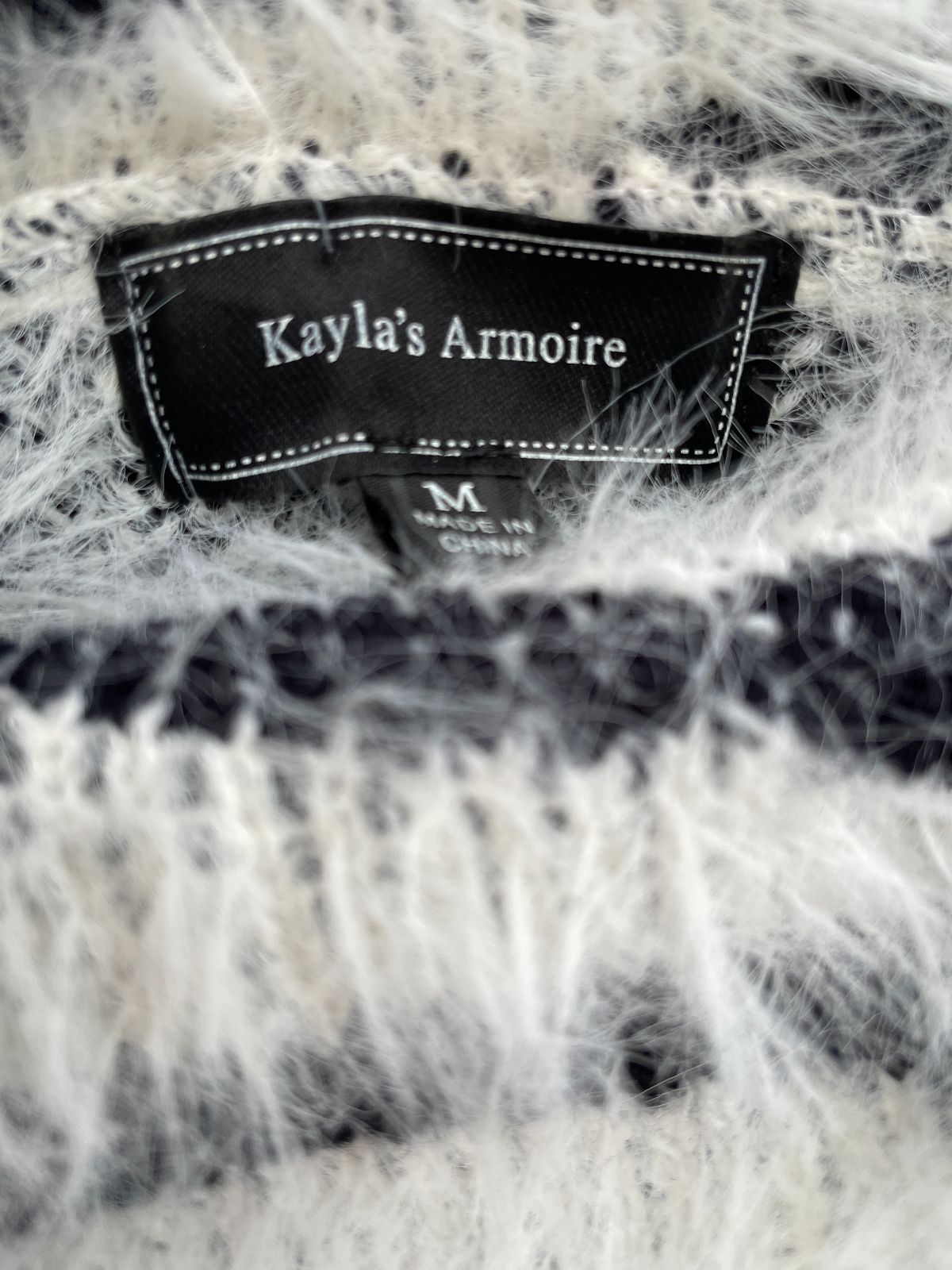 FUN! OVERSIZED COWL NECK SUPER FUZZY ZEBRA STRIPED SWEATER