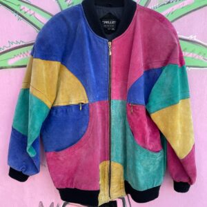 Photo detail:SO COOL! LARGE SUEDE COLORBLOCK ZIP UP JACKET