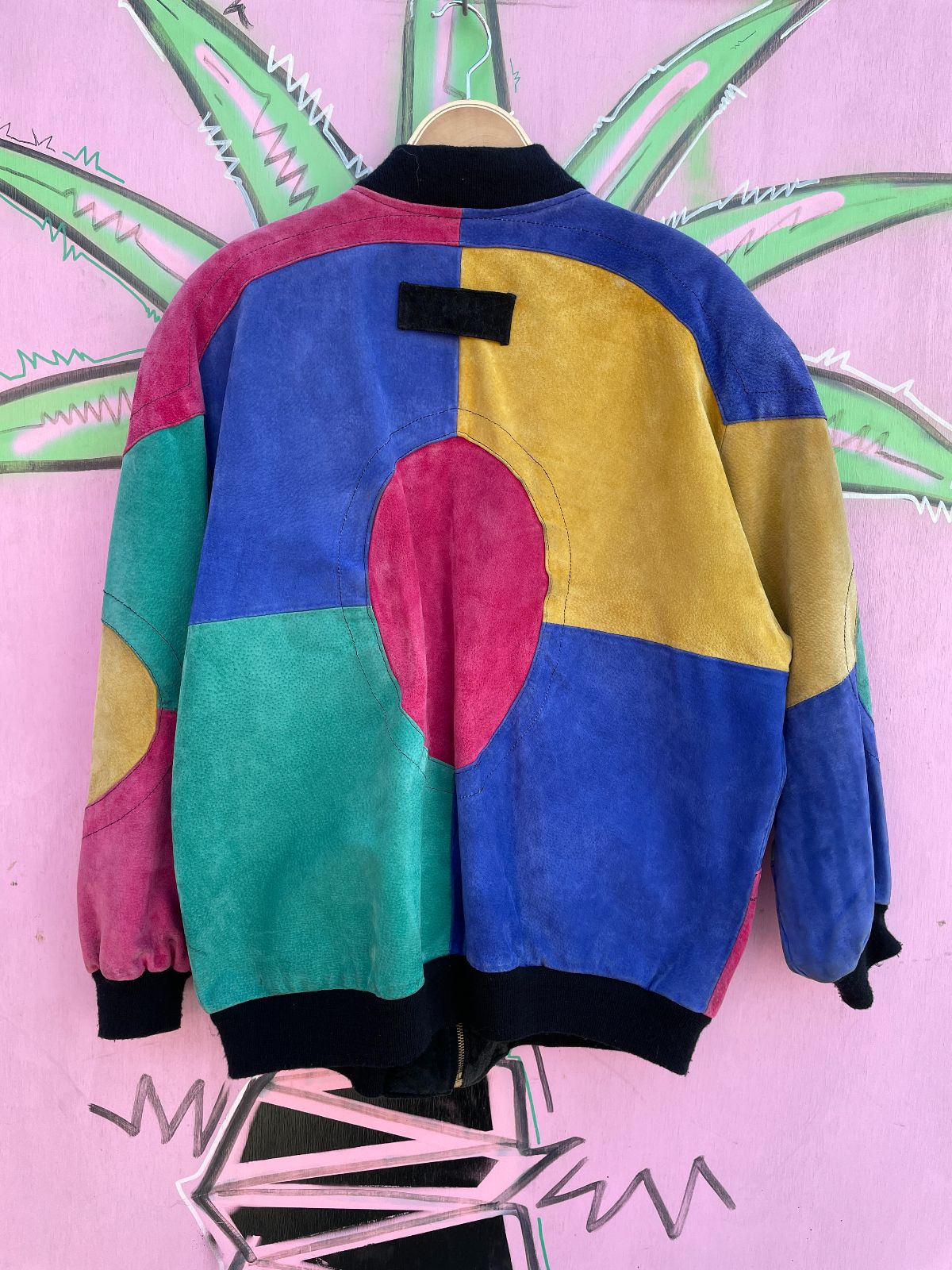 SO COOL! LARGE SUEDE COLORBLOCK ZIP UP JACKET