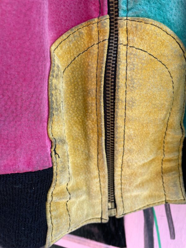 SO COOL! LARGE SUEDE COLORBLOCK ZIP UP JACKET