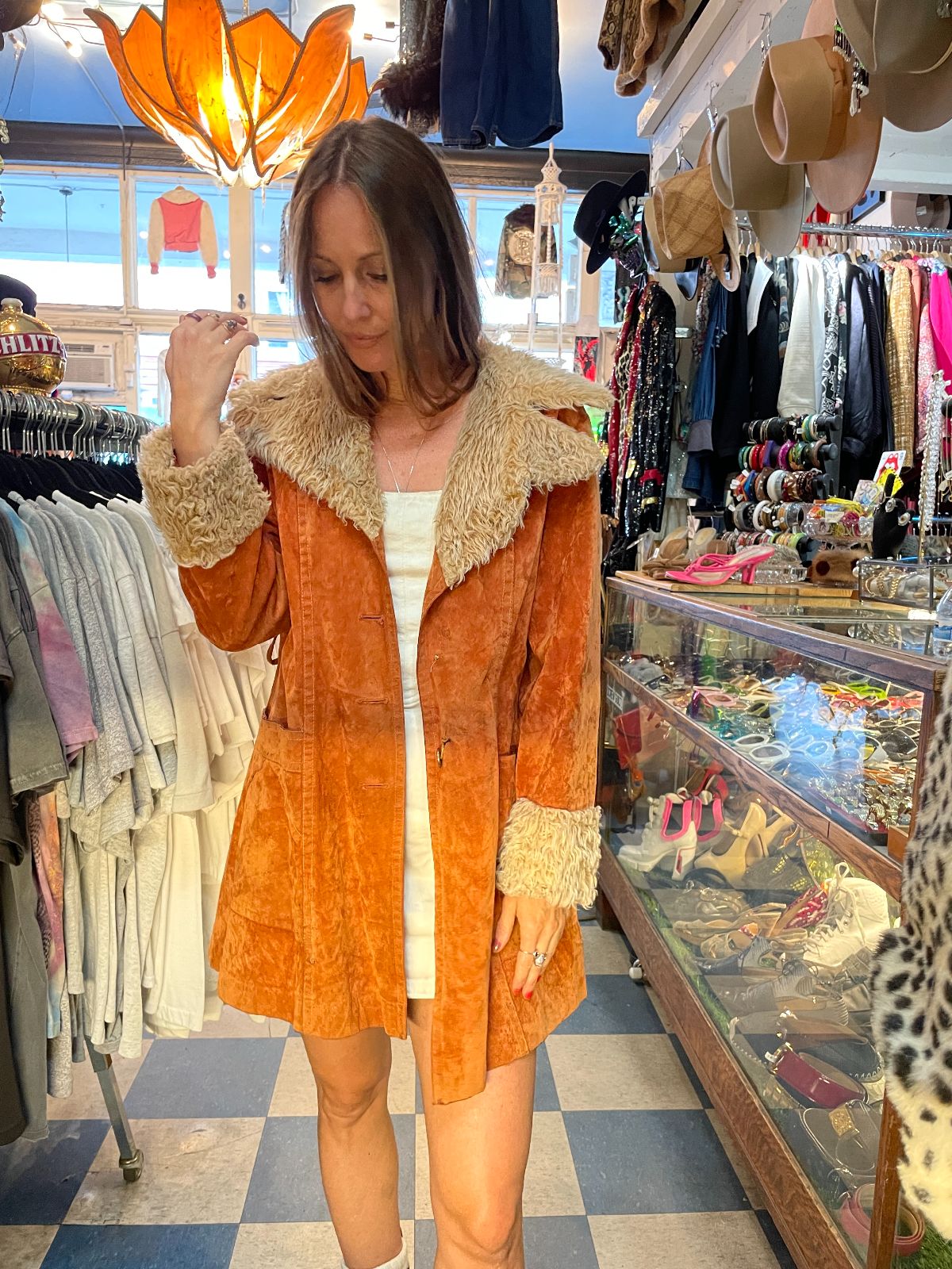 product details: *AS-IS* AUTHENTIC 1970S CRUSHED VELOUR PENNY LANE COAT *MISSING BUTTONS photo