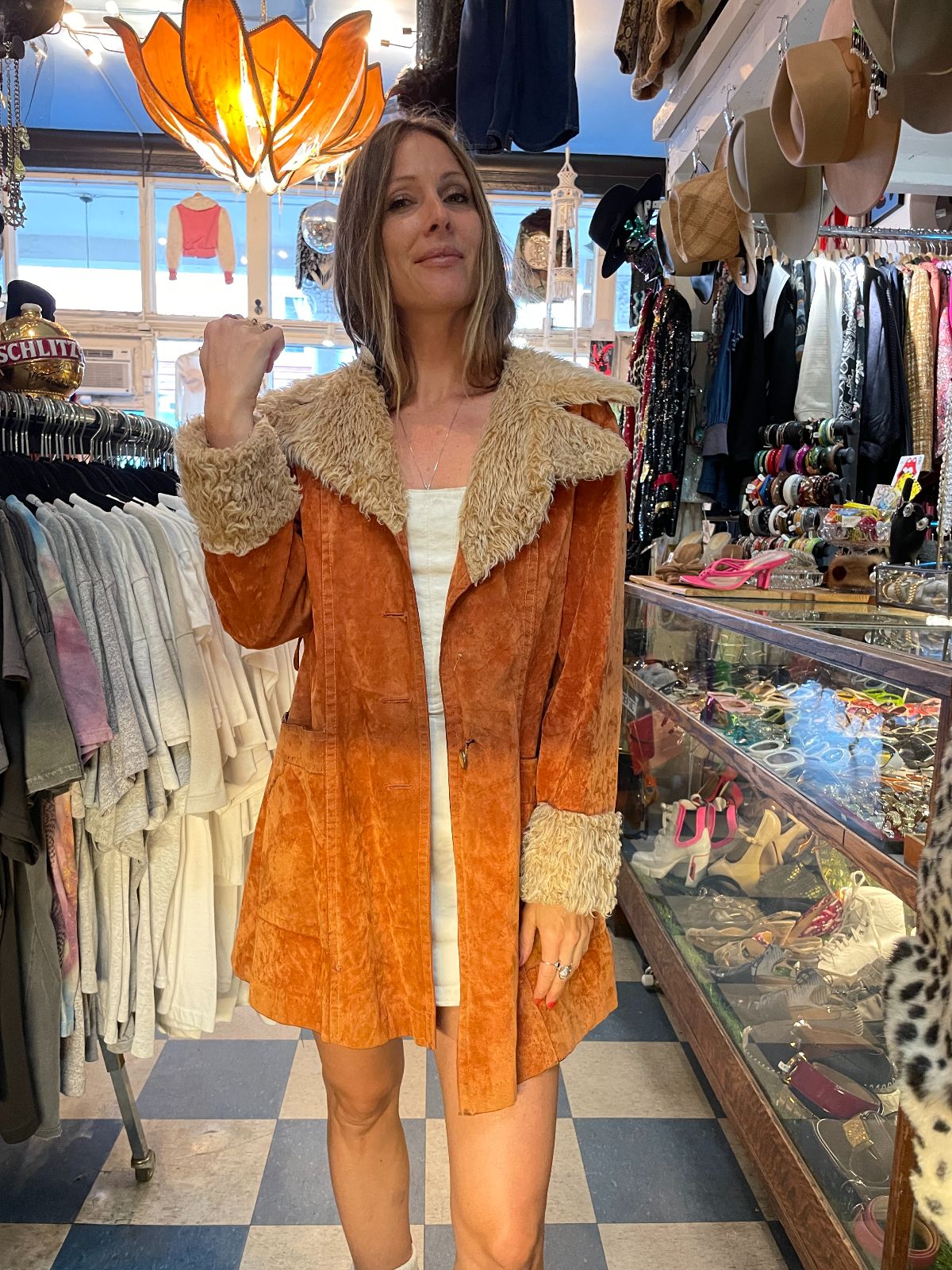 *AS-IS* AUTHENTIC 1970S CRUSHED VELOUR PENNY LANE COAT *MISSING BUTTONS