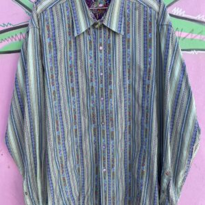 Photo detail:VERTICAL STRIPED ORNATE RIBBON INSPIRED WEAVE LONG SLEEVE BUTTON DOWN SHIRT