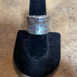 Photo detail:*AS-IS* 925 INLAY MOTHER OF PEARL WIDE BAND RING - STERLING SILVER