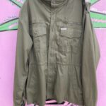 NICE! 1980S-90S MADE IN TAIWAN! OLIVE GREEN ZIP UP PARKA JACKET HIDE-A-AWAY HOOD