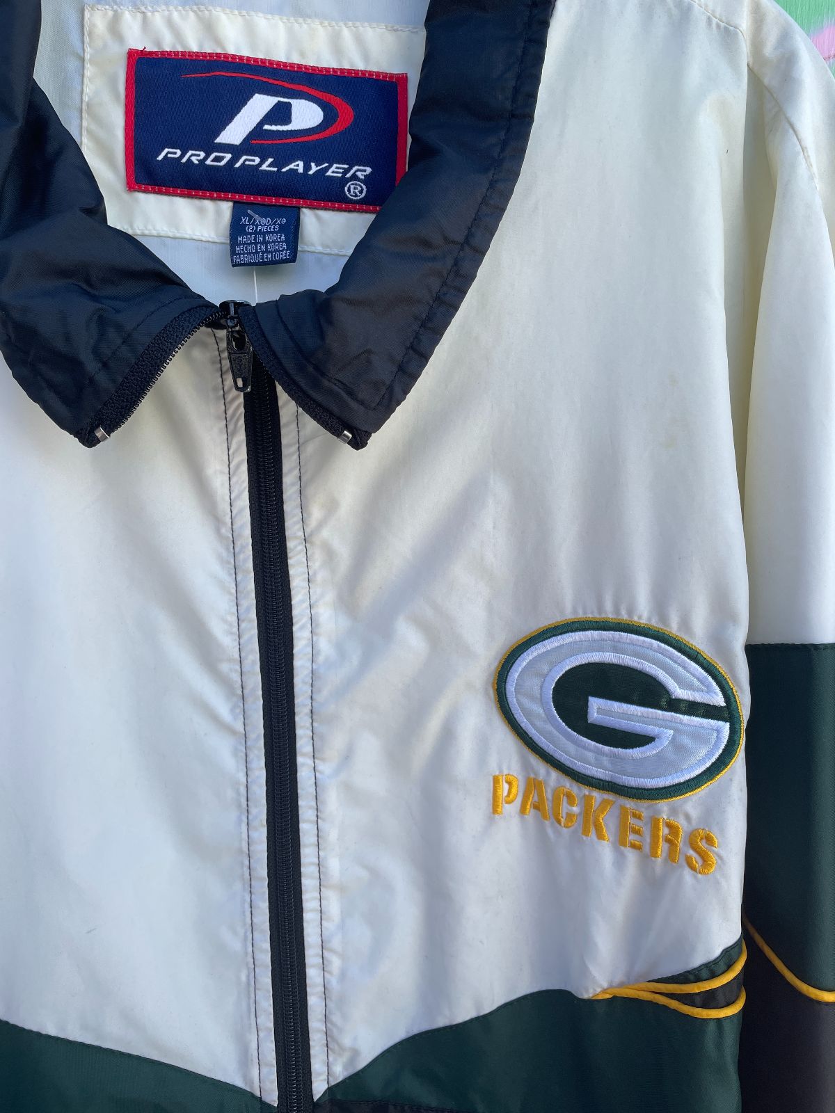 1990S NYLON COLORBLOCK GREEN BAY PACKERS WINDBREAKER & PANTS JACKET
