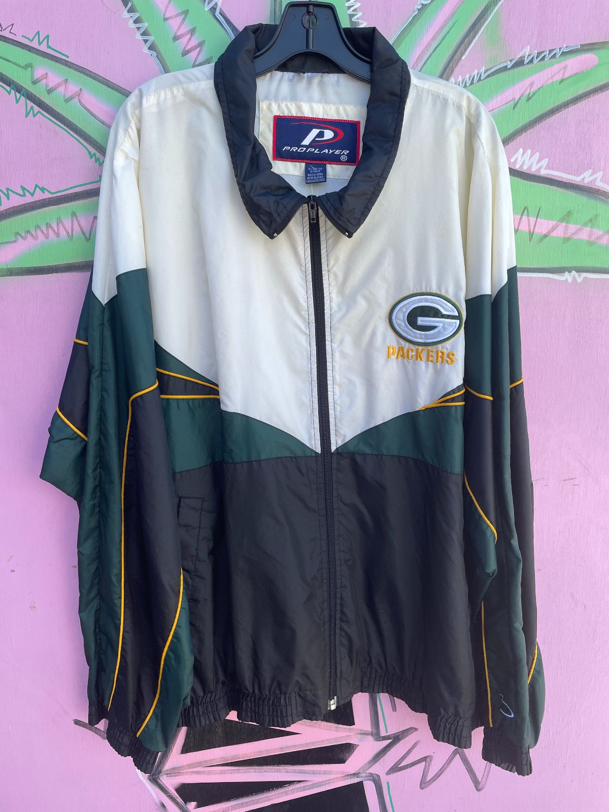 1990S NYLON COLORBLOCK GREEN BAY PACKERS WINDBREAKER & PANTS JACKET