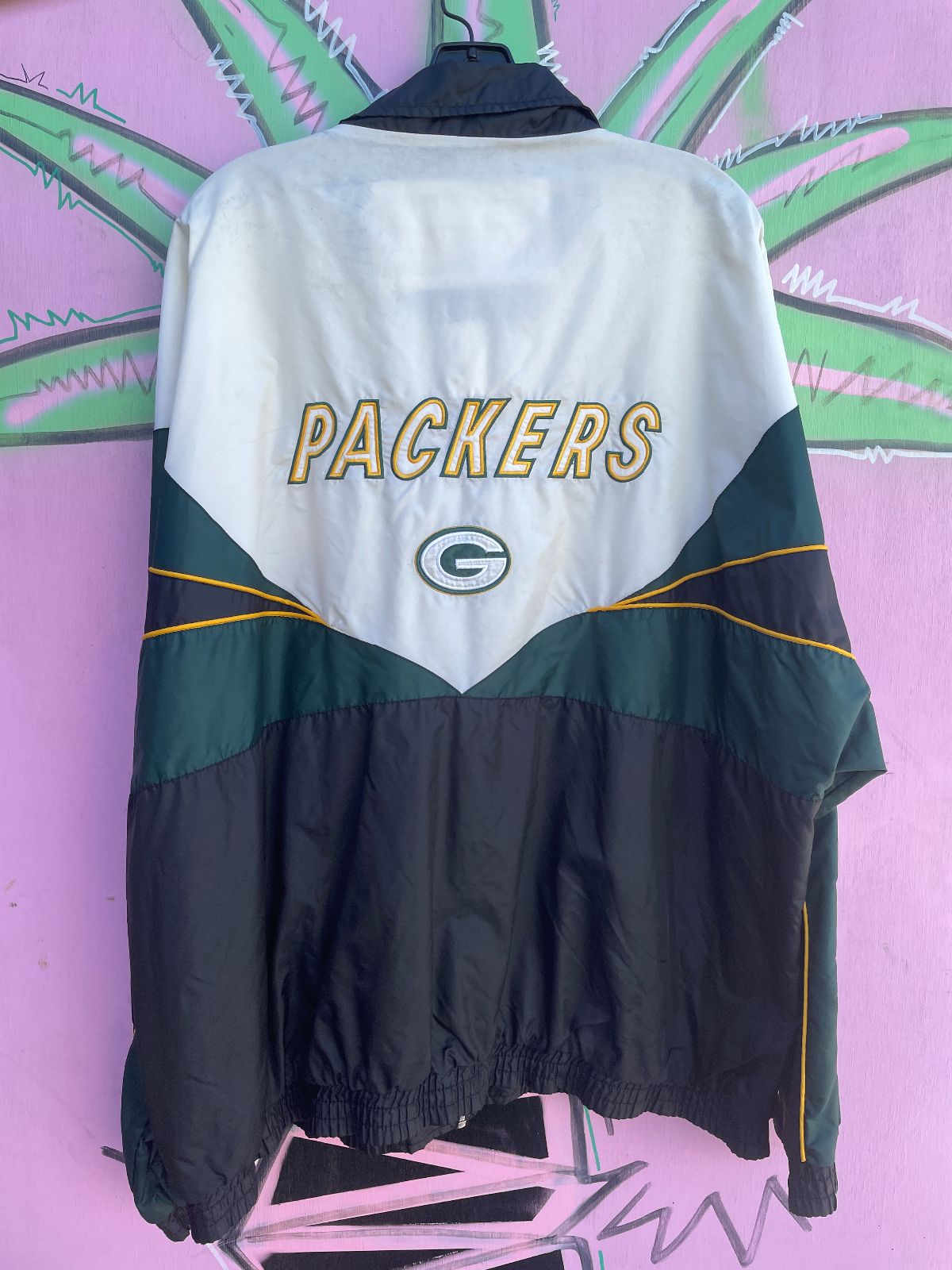1990S NYLON COLORBLOCK GREEN BAY PACKERS WINDBREAKER & PANTS JACKET