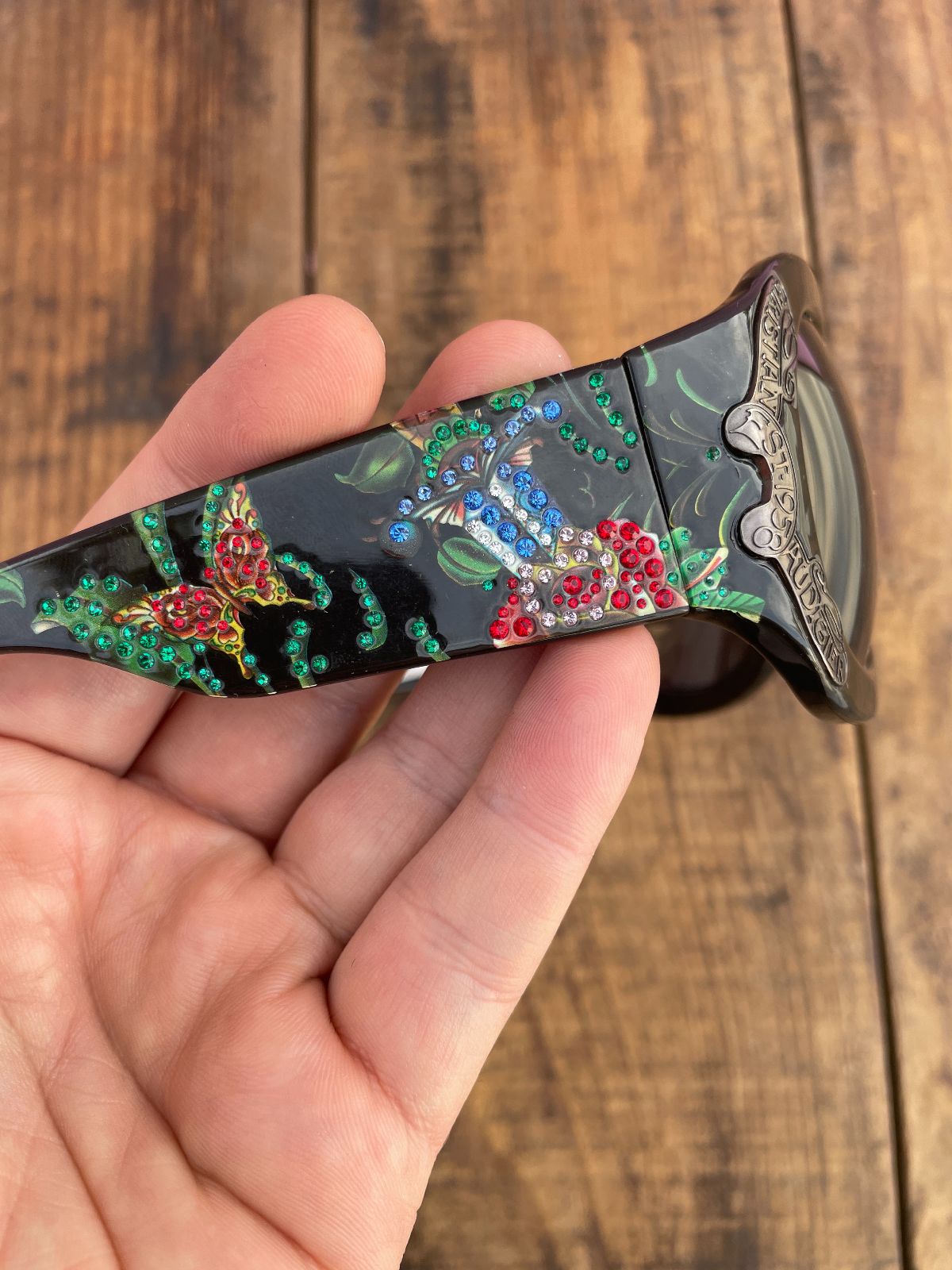 Y2K BUG EYE CLOUT GOGGLES SUNGLASSES BUTTERFLY RHINESTONE SIDE DESIGN