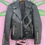 MADE IN MEXICO BELTED LEATHER MOTORCYCLE JACKET,