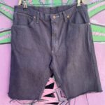 OVERDYED DISTRESSED DENIM CUTOFF SHORTS